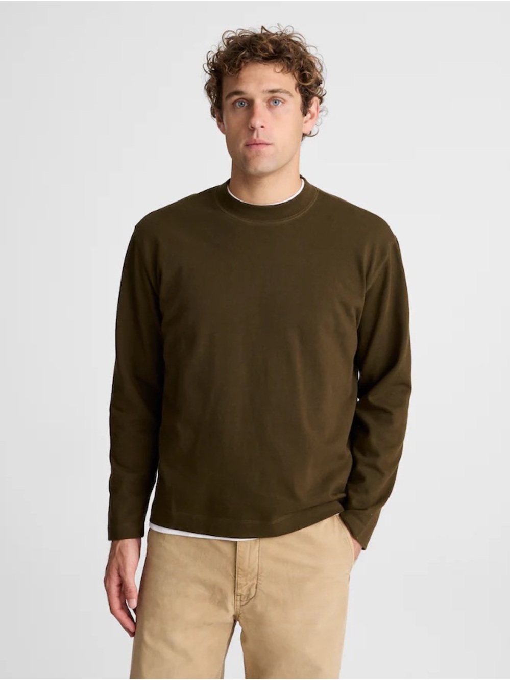 NWT Madewell Men's Mockneck Heavyweight Long-Sleeve Tee Expedition Green Size L
